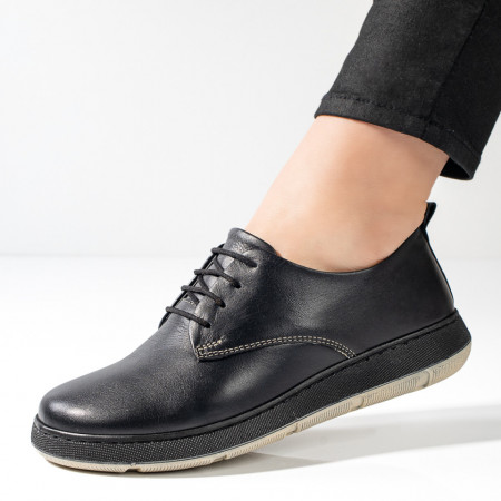 REDUCERI INCALTAMINTE, Pantofi casual cu siret negri din Piele naturala MOD11122, modlet.ro