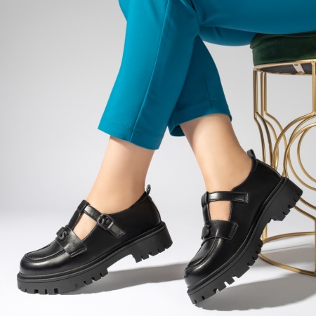 Pantofi casual dama, Pantofi casual dama cu bareta negri MOD13443, modlet.ro