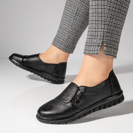 Pantofi casual dama, Pantofi casual dama cu fermoar negri MOD10094, modlet.ro
