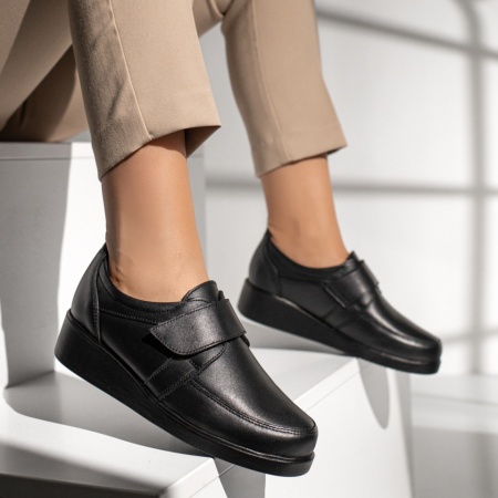 Pantofi casual dama cu inchidere cu scai negri din Piele naturala MOD14056, 3, modlet.ro