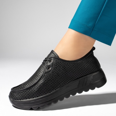 Pantofi casual dama cu perforatii negri MOD13439, 1, modlet.ro