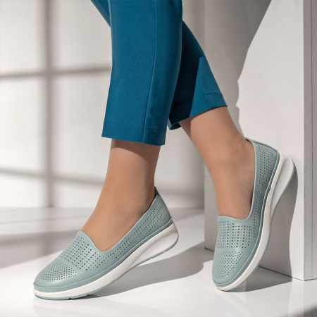 Pantofi casual dama cu platforma albastru deschis din Piele naturala SARA8, 2, modlet.ro