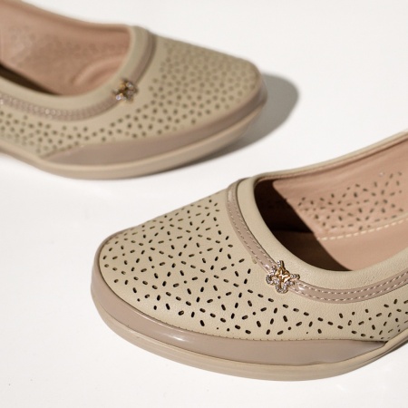 Pantofi casual dama cu platforma si bareta bej MOD14258, 3, modlet.ro