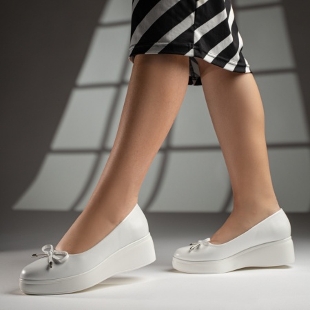 Pantofi casual dama cu platforma si fundita albi IRIS48, 2, modlet.ro