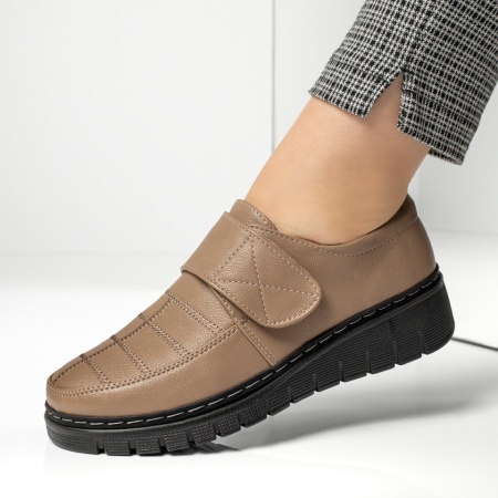 Pantofi dama, Pantofi casual dama cu platforma si inchidere cu scai bej MOD13050, modlet.ro