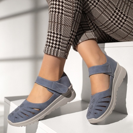 Pantofi casual dama, Pantofi casual dama cu scai albastri MOD13308, modlet.ro