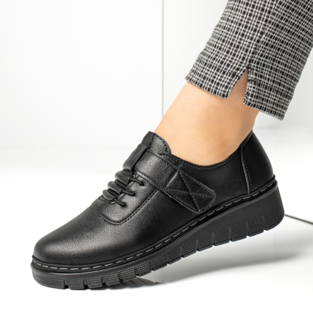 Pantofi dama, Pantofi casual dama cu siret elastic negri MOD10331, modlet.ro