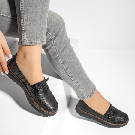 Pantofi casual dama cu siret elastic negri MOD13166, 3, modlet.ro