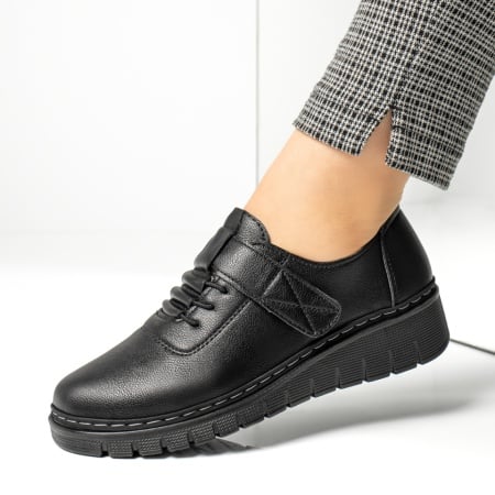 Incaltaminte dama, Pantofi casual dama cu siret elastic negri ZEF10331, zeforia.ro