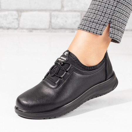 Pantofi dama, Pantofi casual dama cu siret elastic si talpa joasa negri ZEF05770 - zeforia.ro