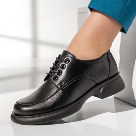 Pantofi casual dama, Pantofi casual dama cu siret negri din Piele naturala MOD13136, modlet.ro