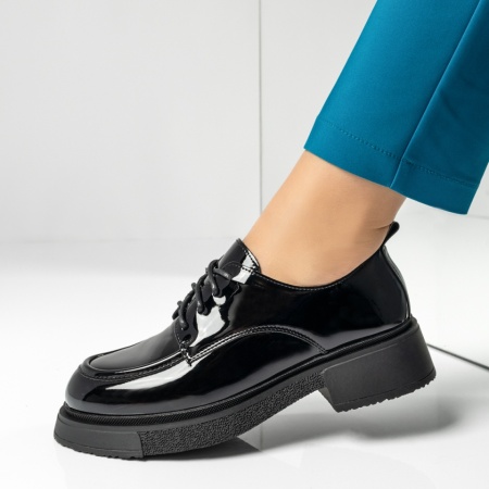 Pantofi casual dama cu siret negri luciosi IRIS17, 2, modlet.ro