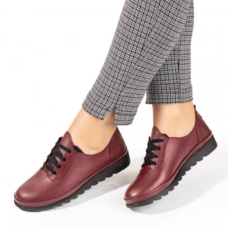 Pantofi casual dama cu siret visinii din Piele naturala MOD10351, 3, modlet.ro
