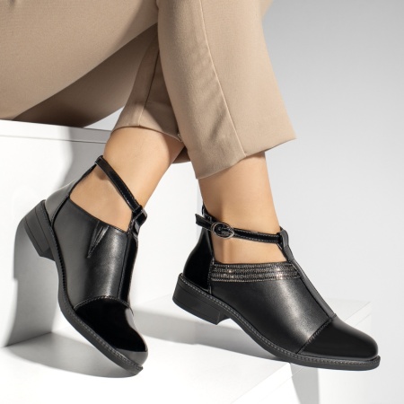 Pantofi casual dama cu strasuri si varf lucios negri MOD10983, 3, modlet.ro