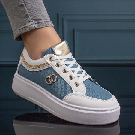 Pantofi casual dama, Pantofi casual dama cu talpa groasa albastri MOD11121, modlet.ro