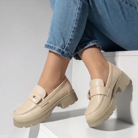 Pantofi casual dama cu talpa groasa bej DORA45, 2, modlet.ro