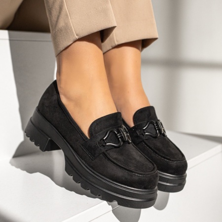 Pantofi casual dama cu talpa groasa negru suede MOD11039, 4, modlet.ro