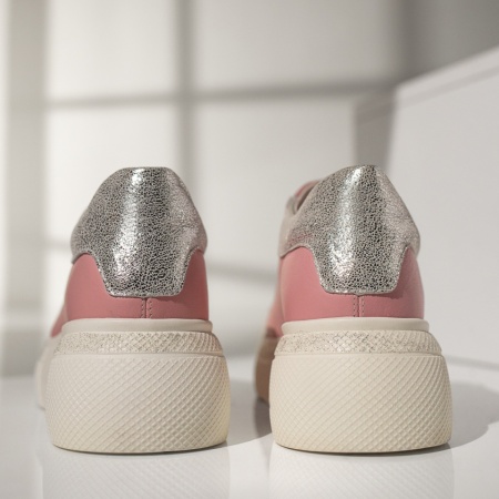 Pantofi casual dama cu talpa groasa roz din Piele naturala PAULA2, 6, modlet.ro