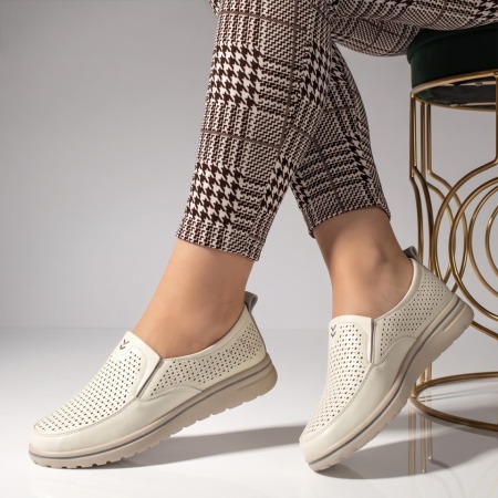 Pantofi casual dama cu talpa joasa alb cu gri EVA4, 3, modlet.ro