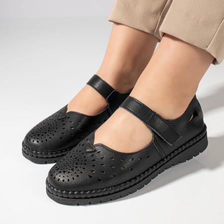 Pantofi casual dama cu talpa joasa si perforatii negri ANA57, 4, modlet.ro