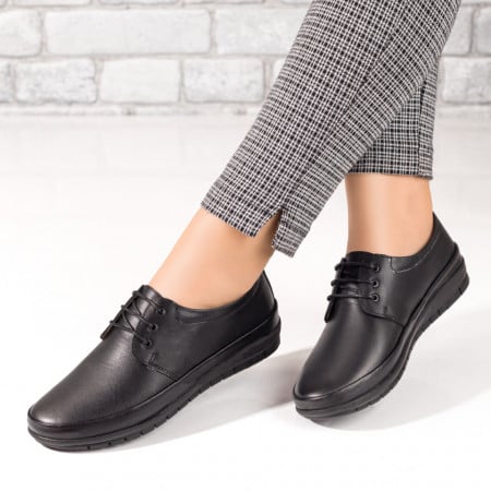 Pantofi casual dama din Piele naturala negri ZEF00076, 3, zeforia.ro