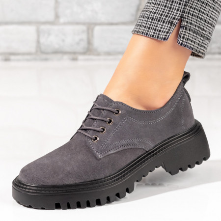 Pantofi dama, Pantofi casual dama gri suede din Piele naturala MOD10278, modlet.ro