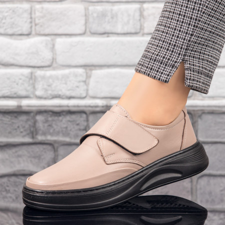 Pantofi casual dama, Pantofi casual dama khaki din Piele naturala cu scai MOD10462, modlet.ro