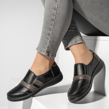 Pantofi casual dama negri cu insertie de material elastic MOD13152, 2, modlet.ro