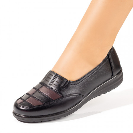 Pantofi casual dama negri cu insertii de material elastic IOANA1, 2, modlet.ro