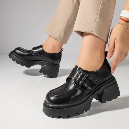 Pantofi casual dama negri cu scai si catarama aparenta MOD11842, 2, modlet.ro