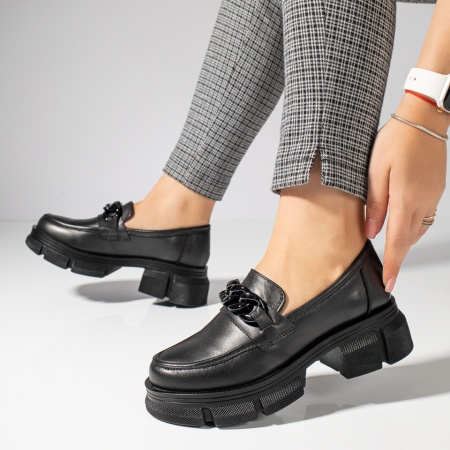 REDUCERI INCALTAMINTE, Pantofi casual dama negri din Piele naturala MOD11892, modlet.ro