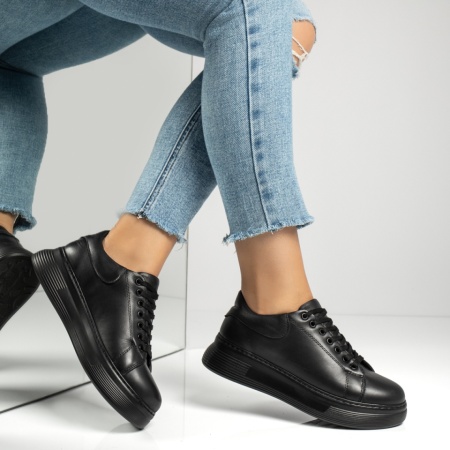 Pantofi casual dama negri din Piele naturala MOD12056, 4, modlet.ro