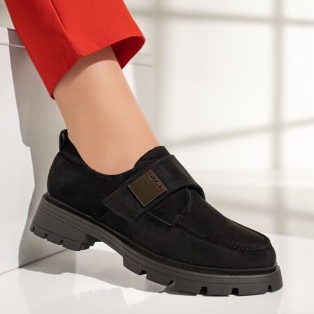 Pantofi casual dama negru suede MOD12958, 4, modlet.ro