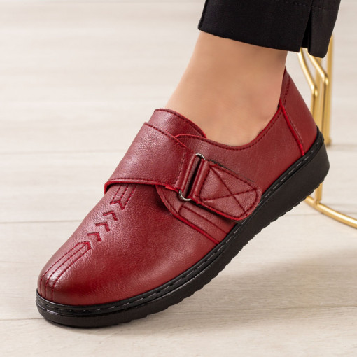 Pantofi casual dama rosii din piele ecologica cu scai ZEF02960