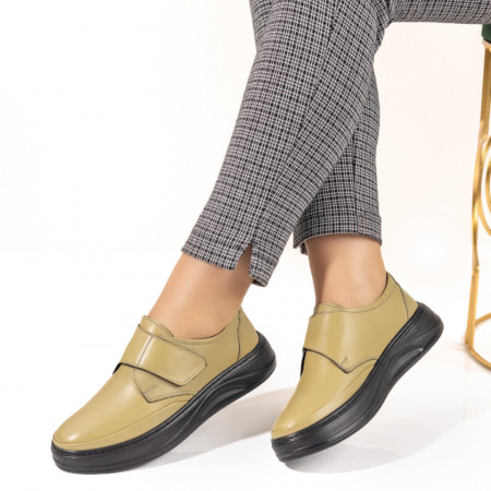Pantofi casual dama, Pantofi casual dama verzi din Piele naturala cu scai MOD10462, modlet.ro
