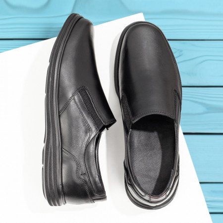 Pantofi casual barbati, Pantofi casual negri barbati cu insertie de material elastic ZEF10645 - zeforia.ro