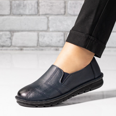 Pantofi casual dama, Pantofi dama albastri casual cu insertii de material elastic ZEF02948 - zeforia.ro