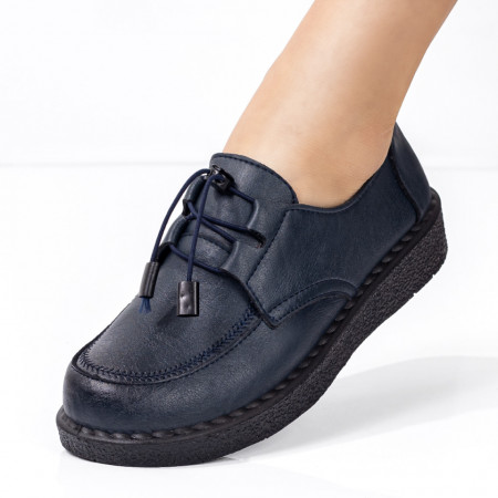 Pantofi casual dama, Pantofi dama casual albastri cu siret ZEF02957 - zeforia.ro