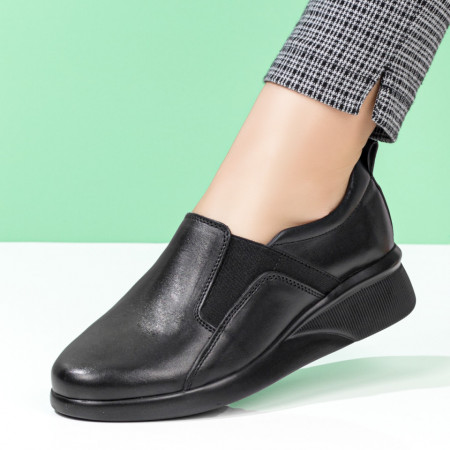Pantofi dama casual cu platforma negri din Piele naturala MOD08292