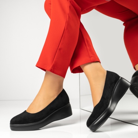 Pantofi dama casual cu platforma negru suede MOD01902, 2, modlet.ro