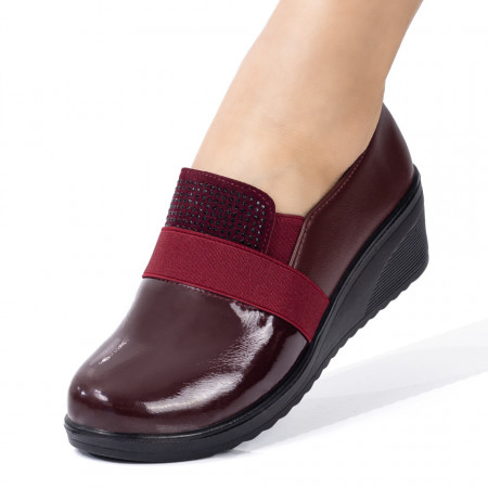 Pantofi dama, Pantofi dama casual cu platforma si insertie de material elastic visinii ZEF08175 - zeforia.ro