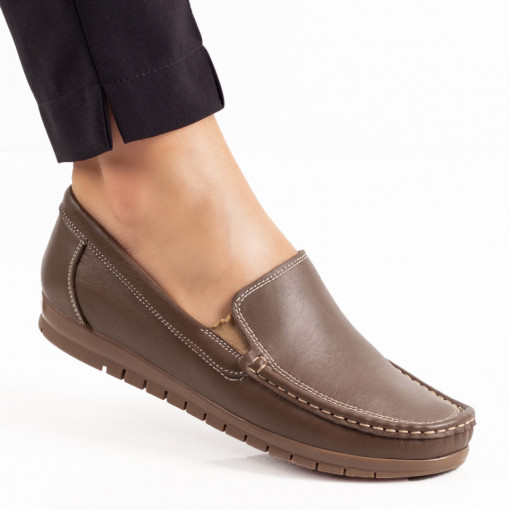 Pantofi casual dama, Pantofi dama casual maro deschis din Piele MOD00567, modlet.ro