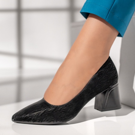 Pantofi dama cu toc gros negri MOD12125, 2, modlet.ro