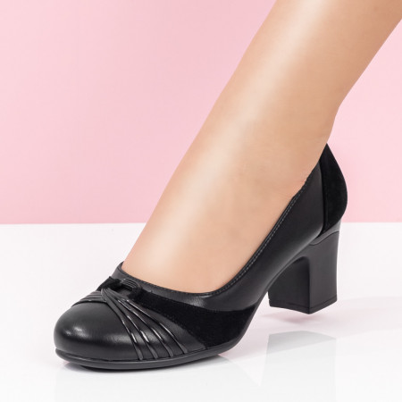 Pantofi cu toc, Pantofi dama cu toc gros negri ZEF08331 - zeforia.ro