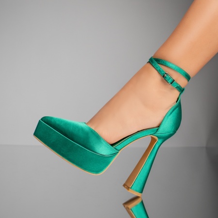 Pantofi dama cu toc inalt si platforma verzi MOD07810