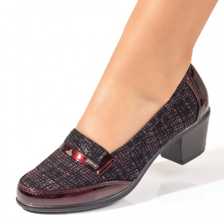 Pantofi cu toc, Pantofi dama cu toc mic rosii ZEF10486 - zeforia.ro