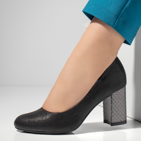 Pantofi dama, Pantofi dama cu toc negri MOD02830, modlet.ro