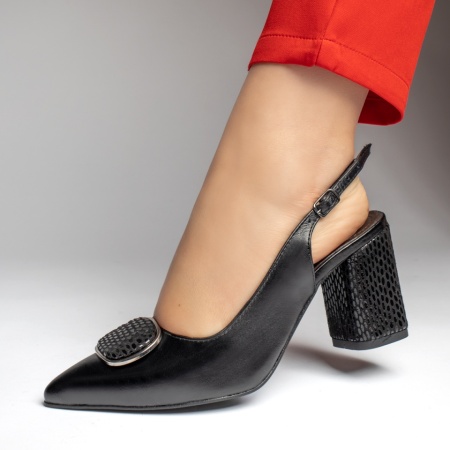 Pantofi dama, Pantofi dama cu toc si bareta negri din Piele naturala MOD13130, modlet.ro