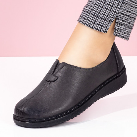 Pantofi dama gri casual cu insertii de material elastic MDL01604