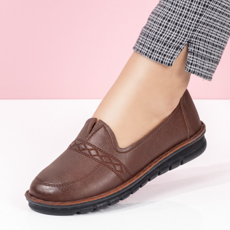 Pantofi dama, Pantofi dama maro casual cu insertii de material elastic ZEF02954 - zeforia.ro